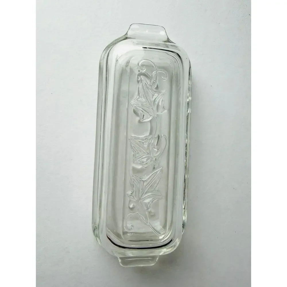 Dailyware Clear Glass Butter Dish with Lid 8” Modern Rectangular Kitchenware